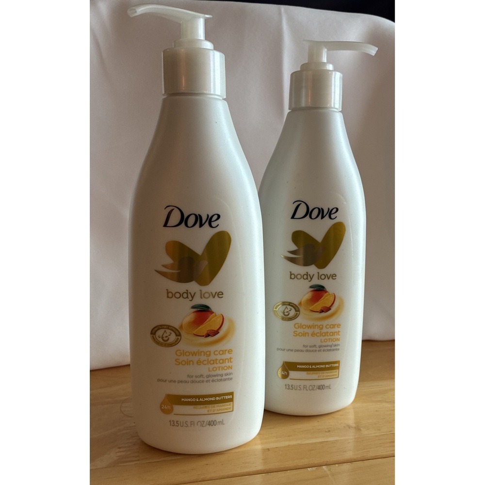Dove Body Love Glowing Care Lotion Mango And Almond Butters 13.5 Fl Oz X 2